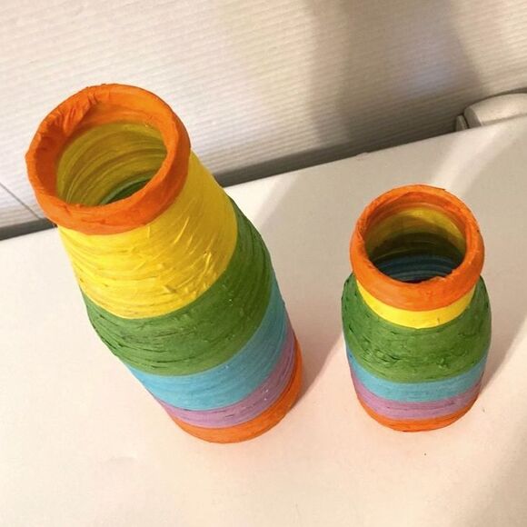 RAINBOW PRIDE Wrapped Colorful Glass Vases and Flowers 6 inches Tall Set of 2 - Picture 7 of 9